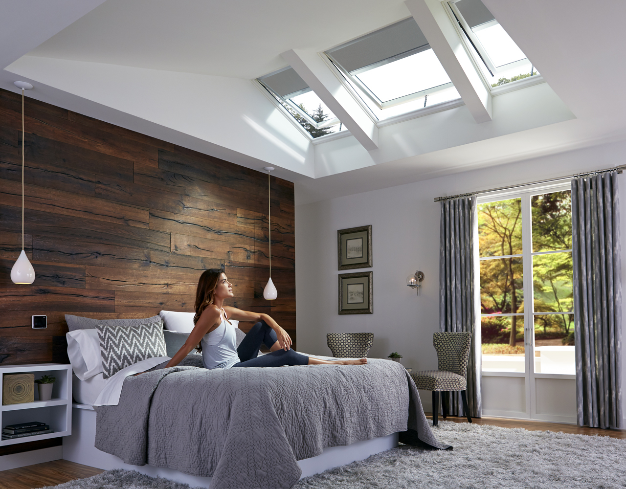 Flat skylight in bedroom