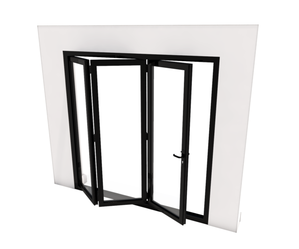 Bi-Fold Door - 3 panes - 3500 x 2100 mm - Full black RAL9005 matt