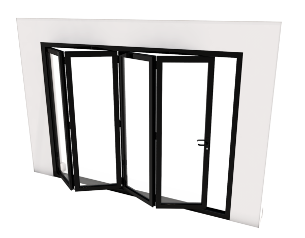 Bi-Fold Door - 4 panes - 4000 x 2100 mm - Full black RAL 9005 matt