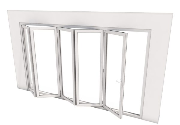 Bi-Fold Door - 5 panes - 4500 x 2100 mm - Full white gloss